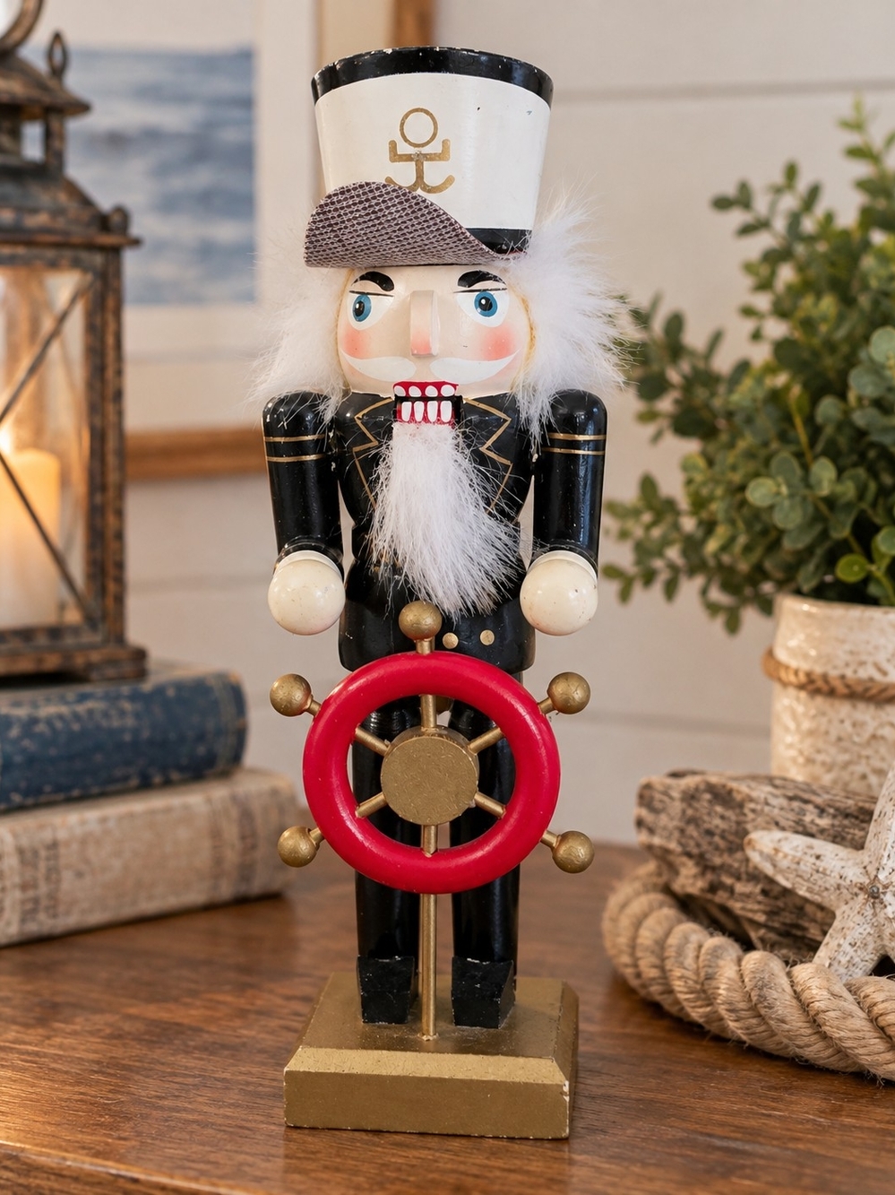 Nautical Sea Captain Wooden Christmas Nutcracker Decor 8"